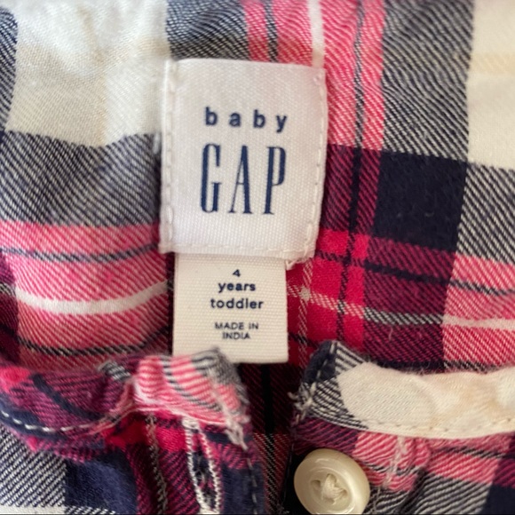 Baby Gap Pink Navy White Plaid Shirt Dress Size 4T - Picture 2 of 5